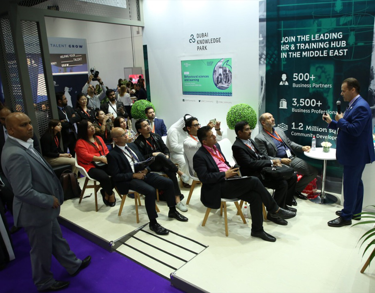 People attending a conference at Dubai Knowledge Park's HR Summit event in Dubai