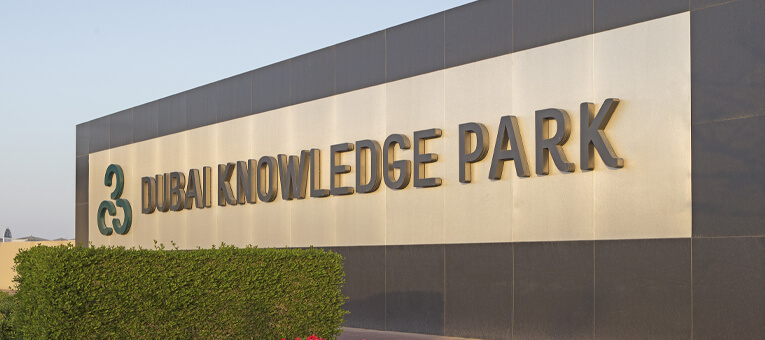 Morning view of Dubai Knowledge Park from the outside